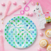 ターコイズアクアブルーライムグリーン水玉模様パターン ペーパープレート (パーティー)