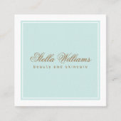 ターコイズアクアブルー美しいスキンケアのミニマル スクエア名刺 (正面)