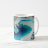 ターコイズアクアブルー金ゴールドジェムストンアクリルポアール コーヒーマグカップ (正面右)