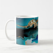 ターコイズアクアブルー金ゴールドジェムストンアクリルポアール コーヒーマグカップ (左)