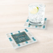 ターコイズアクアホワイトパイナップルズドリーム ガラスコースター (アングル)