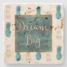 ターコイズアクアホワイトパイナップルズドリーム ストーンコースター