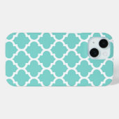 ターコイズアクアホワイトモロッカン四つ葉模様#5 Case-Mate iPhoneケース (裏面 (横))