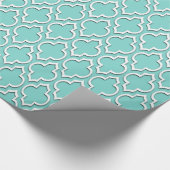 ターコイズアクアホワイトXLモロッコクローバー#7DS ラッピングペーパー (角)