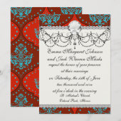 ターコイズアクアレッドホワイトヘンナダマスク 招待状 (正面/裏面)