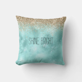 ターコイズアクア金ゴールドグラムグリッタースパークル     クッション