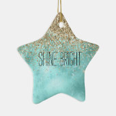 ターコイズアクア金ゴールドグラムグリッタースパークル セラミックオーナメント (右)