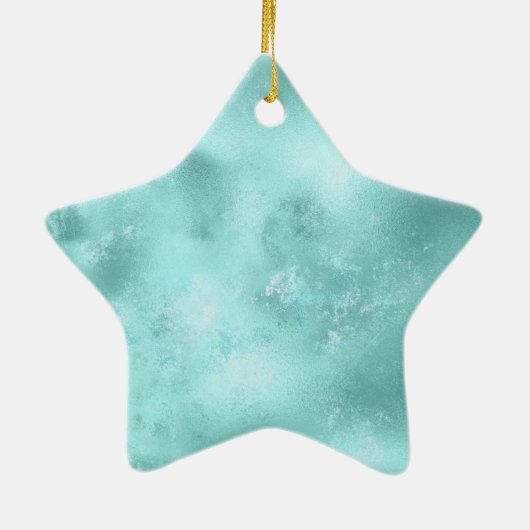 ターコイズアクア金ゴールドグラムグリッタースパークル セラミックオーナメント (裏面)