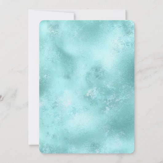 ターコイズアクア金ゴールドグラムグリッタースパークル 招待状 (裏面)