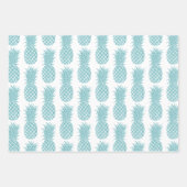 ターコイズアクア金ゴールドグリッタートロピカルパイナップル ラッピングペーパーシート (正面2)