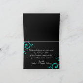 ターコイズアクセントのブラック＆ホワイト リバーススワール サンキューカード (内部)