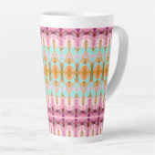 ターコイズアクセント付き水彩模様 カフェラテマグ (右アングル)