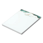 ターコイズアゲイト金ゴールドグリッタースクリプトモノグラム ノートパッド (回転)