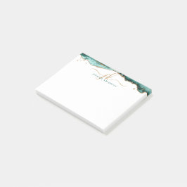 ターコイズアゲイト金ゴールドグリッタースクリプトモノグラム ポストイット