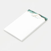 ターコイズアゲイト金ゴールドグリッタースクリプトモノグラム ポストイット (アングル)