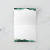 ターコイズアゲイト金ゴールドグリッターモノグラムスクリプト ノートカード (内部)