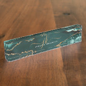 ターコイズアゲエレガントート金ゴールドスクリプトモノグラム名 デスクネームプレート (側面)