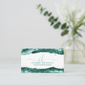 ターコイズアゲートグリッターモノグラムスクリプトスワッシュ 名刺 (スタンド正面)