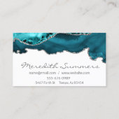 ターコイズアゲートストーン シルバー メタリック カスタム 名刺 (裏面)