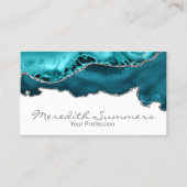 ターコイズアゲートストーン シルバー メタリック カスタム 名刺 (正面)