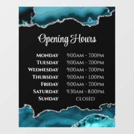 ターコイズアゲート営業時間窓用ステッカー ウィンドウサイン