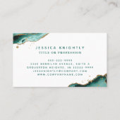 ターコイズアゲート金ゴールドグリッターモノグラム写真 名刺 (裏面)