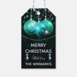 ターコイズアゲート&シルバーボードメリークリスマス ギフトタグ