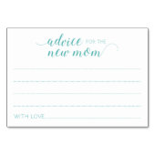 ターコイズアドバイスカード新しいママ赤ちゃんシャワー テーブルナンバー (正面)