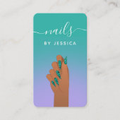 ターコイズアニマルプリントグラムネイルアーティストQRコード 名刺 (正面)