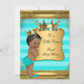 ターコイズアフリカ系アメリカ人プリンスベビーシャワー 招待状 (正面)