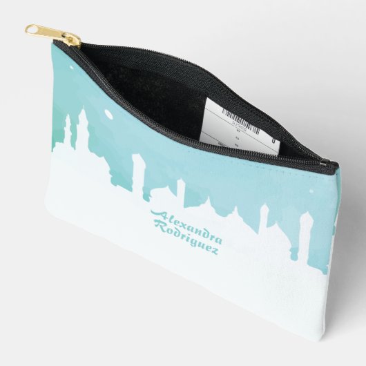 ターコイズアラビアンナイツウォーターカラー アクセサリーポーチ (見開き)