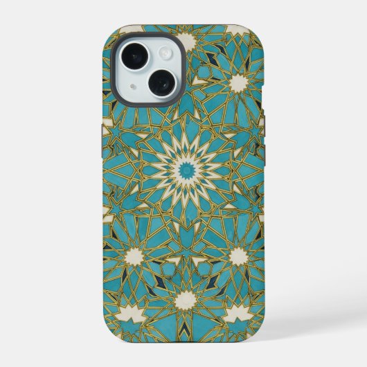 ターコイズアラベスク iPhone 15ケース (裏面)