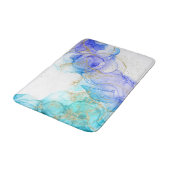 ターコイズアルコールインク水彩及び金ゴールド バスマット (アングル)