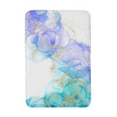 ターコイズアルコールインク水彩及び金ゴールド バスマット (正面縦)