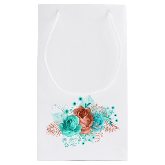 ターコイズアンドコーラルトロピッ結婚カルズゲス感謝していト スモールペーパーバッグ (裏面)