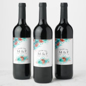 ターコイズアンドコーラルトロピッ結婚カルズゲス感謝していト ワインラベル (ボトル)