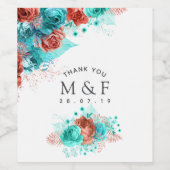 ターコイズアンドコーラルトロピッ結婚カルズゲス感謝していト ワインラベル (シングルラベル)