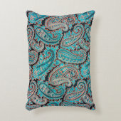ターコイズアンドコーラルペイズリー アクセントクッション (正面(垂直))