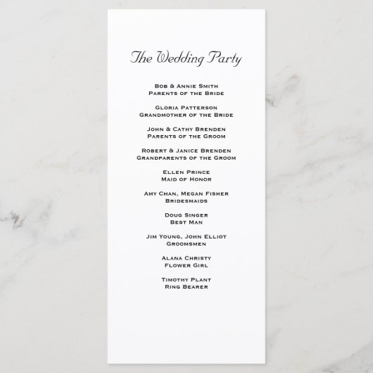 ターコイズアンドコーラル《植物》百日草フラワー結婚式 プログラム (裏面)