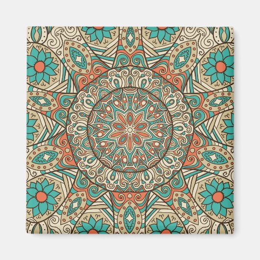 ターコイズアンドタンフローラマンデラ マグネット (正面)