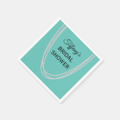 ターコイズアンドパールブライダルシャワーナプキンズ スタンダードカクテルナプキン (角)