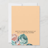 ターコイズアンドピーチバラブリデスメイドルンチョン 招待状 (裏面)