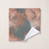 ターコイズアンドピーチマーブル抽象芸術 バスタオルセット (ウォッシュタオル)