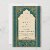 ターコイズアーチのイスラム式結婚式 セーブザデート (正面)
