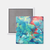 ターコイズア絵画クリル抽象芸術 マグネット (正面/裏面)