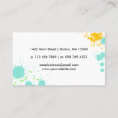 ターコイズイエローグリーンブラック絵を描（ばちゃばちゃ）跳ねる 名刺 (裏面)