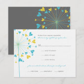 ターコイズイエローダンデオンラブウェディングRSVPカード 出欠カード (正面/裏面)