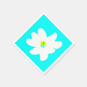 ターコイズイエローデイジーホワイトフラワーフローラ スタンダードカクテルナプキン (角)