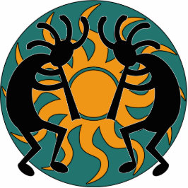 ターコイズイエローブラックトライバルサウスウェストココペリ フォトスカルプチャー