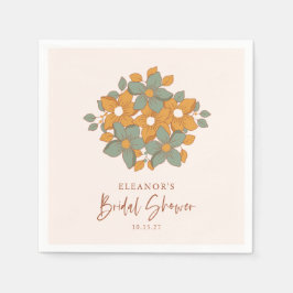 ターコイズイエロー ボホ レトロ フラワー ブライダルシャワー オーダーメイド スタンダードカクテルナプキン
